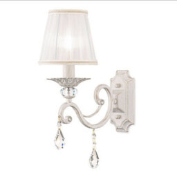 Luminosa Lighting Luminosa Grace Wall Candle Lamp White With Gold & Crystal, 1 Light, E14 - thumbnail 2