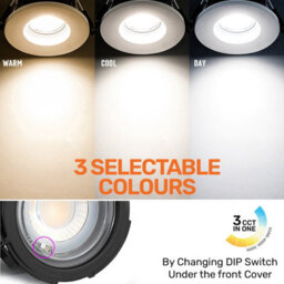 Paul Russells Led Fire Rated Downlights, Brush Nickel Bezel, 6W 550 Lumens, Ip65, Cct3 3000K 4000K 6500K, Pack Of 1 - thumbnail 2