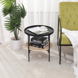 Nordlys Etal Side Table With Rattan Storage Modern Design Style Living Room - thumbnail 4
