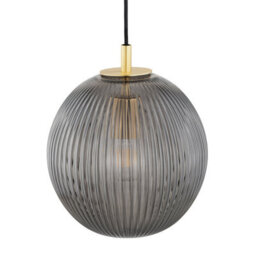 Luminosa Lighting Luminosa Paloma 25Cm Globe Pendant Ceiling Light Smoky (Fluted), Brushed Brass - thumbnail 4