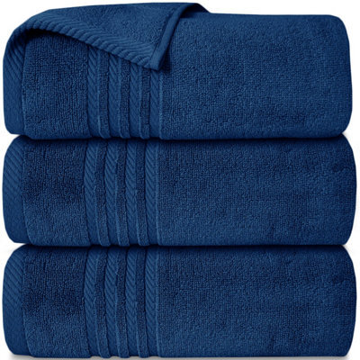 Casabella Towels 3 Pack Bath Sheets Large Bath Towel 80X140 Cm 100% Zero-Twist Cotton Highly Absorbent Towels Royal - image 1