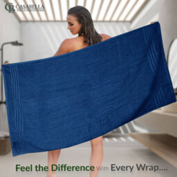 Casabella Towels 3 Pack Bath Sheets Large Bath Towel 80X140 Cm 100% Zero-Twist Cotton Highly Absorbent Towels Royal - thumbnail 5