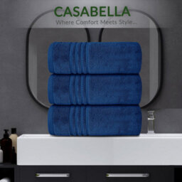 Casabella Towels 3 Pack Bath Sheets Large Bath Towel 80X140 Cm 100% Zero-Twist Cotton Highly Absorbent Towels Royal - thumbnail 7