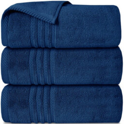 Casabella Towels 3 Pack Bath Sheets Large Bath Towel 80X140 Cm 100% Zero-Twist Cotton Highly Absorbent Towels Royal - thumbnail 1