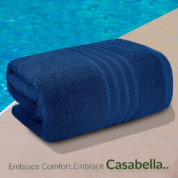 Casabella Towels 3 Pack Bath Sheets Large Bath Towel 80X140 Cm 100% Zero-Twist Cotton Highly Absorbent Towels Royal - thumbnail 3