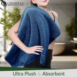 Casabella Towels 3 Pack Bath Sheets Large Bath Towel 80X140 Cm 100% Zero-Twist Cotton Highly Absorbent Towels Royal - thumbnail 9