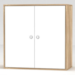 Urbn-Living Urbnliving Height 60Cm 2 Tier Wooden Storage Cabinet Side Furniture Cabinet Colour Oak & White Door Cupboard Bedroom Hallway Shelf