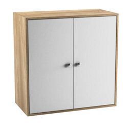Urbn-Living Urbnliving Height 60Cm 2 Tier Wooden Storage Cabinet Side Furniture Cabinet Colour Oak & White Door Cupboard Bedroom Hallway Shelf - thumbnail 4