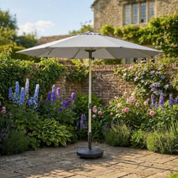 Hayward 3M Premium Hydraulic Garden Parasol With 45Kg Wheeled Base & Cover, Grey Luxury Outdoor Umbrella - thumbnail 1