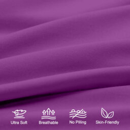 Aspire Homeware Plain Duvet Cover Set Soft Microfibre, Purple, Single (L)200Cm X (W)135Cm - thumbnail 3