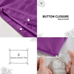 Aspire Homeware Plain Duvet Cover Set Soft Microfibre, Purple, Single (L)200Cm X (W)135Cm - thumbnail 4