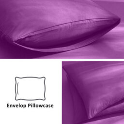 Aspire Homeware Plain Duvet Cover Set Soft Microfibre, Purple, Single (L)200Cm X (W)135Cm - thumbnail 5