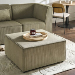 Wyld And Coco Everluxe Green Corduroy Ottoman Square Footstool 83 X 83 X 41 Cm - thumbnail 2
