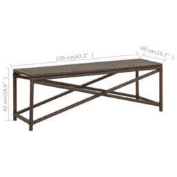 Walplus Garden Bench 120 Cm Poly Rattan Brown - thumbnail 6