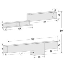 Decorotika Leiden Moduler Modern Tv Unit Wall Mount Customizable Layout High Gloss White - thumbnail 6