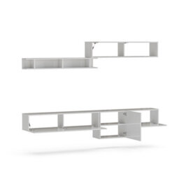 Decorotika Leiden Moduler Modern Tv Unit Wall Mount Customizable Layout High Gloss White - thumbnail 4