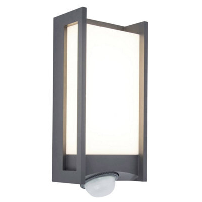 Britalia Br5193002118 Led Anthracite Outdoor Modern Rectangular Flush Wall Light With Pir - 800 Lumen 3000K Warm White - Ip54 - image 1