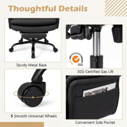 Costway Ergonomic Cross Legged Office Chair Retractable Footrest & 5-Level Adjustable Armrests Black - thumbnail 6