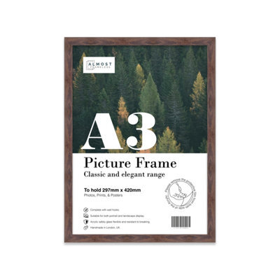 A3 Walnut Picture Frame Fits A3 (29.7 X 42Cm - 11.7 X 16.5In) Poster, Photo, Artwork, Or Print. - image 1