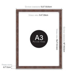 A3 Walnut Picture Frame Fits A3 (29.7 X 42Cm - 11.7 X 16.5In) Poster, Photo, Artwork, Or Print. - thumbnail 2