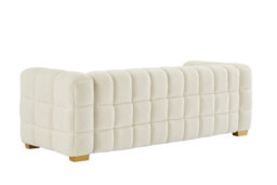 3 Seater Sofa, Teddy Fleece Fabric 210 Cm Loveseat Couch With 2 Pillow For Living Room Bedroom - White - thumbnail 7