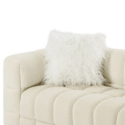 3 Seater Sofa, Teddy Fleece Fabric 210 Cm Loveseat Couch With 2 Pillow For Living Room Bedroom - White - thumbnail 4