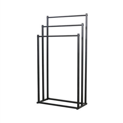 Black Steel 3 Tier Free Standing Towel Holder Rack Bathroom Uk - image 1