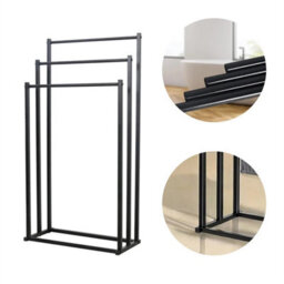 Black Steel 3 Tier Free Standing Towel Holder Rack Bathroom Uk - thumbnail 5