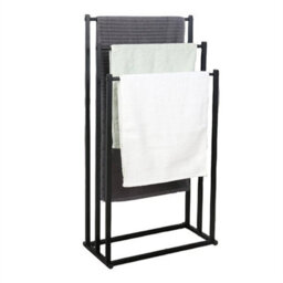 Black Steel 3 Tier Free Standing Towel Holder Rack Bathroom Uk - thumbnail 3