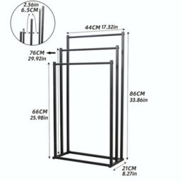 Black Steel 3 Tier Free Standing Towel Holder Rack Bathroom Uk - thumbnail 2