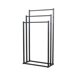 Black Steel 3 Tier Free Standing Towel Holder Rack Bathroom Uk