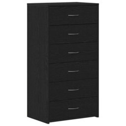 Berkfield Sideboard With 6 Drawers Black Oak 50X34X96 Cm Engineered Wood - thumbnail 2