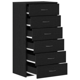Berkfield Sideboard With 6 Drawers Black Oak 50X34X96 Cm Engineered Wood - thumbnail 5