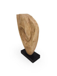 Mango Wood Sculpture - Abstract Spiral Eye Decorative Ornament For Home Accessories - Natural Finish - 29X37X9Cm - thumbnail 2