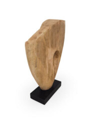 Mango Wood Sculpture - Abstract Spiral Eye Decorative Ornament For Home Accessories - Natural Finish - 29X37X9Cm - thumbnail 4