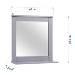 Taylor & Brown Wood Framed Wall-Mounted Bathroom Mirror With Shelf, Hanging Vanity Mirror, For The Living Room And Bathroom, Grey - thumbnail 2