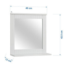 Taylor & Brown Wood Framed Wall-Mounted Bathroom Mirror With Shelf, Hanging Vanity Mirror, For The Living Room And Bathroom, Grey - thumbnail 3