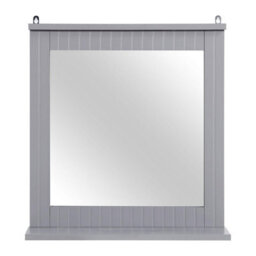 Taylor & Brown Wood Framed Wall-Mounted Bathroom Mirror With Shelf, Hanging Vanity Mirror, For The Living Room And Bathroom, Grey - thumbnail 6