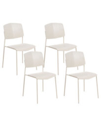 Wyld And Coco Living Set Of 4 Beige Armless Plastic Dining Chairs, Contemporary, Tool-Free Assembly - thumbnail 3