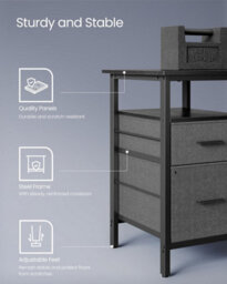 Songmics L-Shaped Desk With Power Outlets, Corner Desk, Computer Desk With Monitor Shelf, Gaming Desk With Led Lights, Ebony Black - thumbnail 7