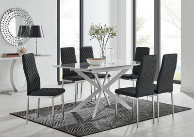 Furniturebox Uk Lira 120 Extending Dining Table And 6 Black Milan Chairs - image 1
