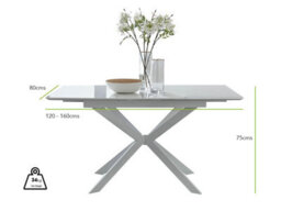 Furniturebox Uk Lira 120 Extending Dining Table And 6 Black Milan Chairs - thumbnail 7