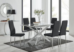 Furniturebox Uk Lira 120 Extending Dining Table And 6 Black Milan Chairs - thumbnail 1