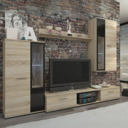 Salsa Living Room Modern Wall Unit Sonoma Oak With Led Lights - thumbnail 2