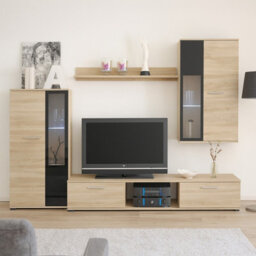 Salsa Living Room Modern Wall Unit Sonoma Oak With Led Lights - thumbnail 1