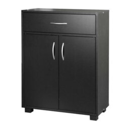 Black Small 2 Door 1 Drawer Hallway Living Room Sideboard Wooden Storage Cabinet Unit - thumbnail 3