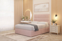 Somnior Beds Somnior Chambery Pink Plush Hybrid Pocket Sprung Orthopaedic Divan Bed Set With Upholstered Headboard - thumbnail 4