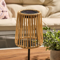 Ohs Rattan Solar Table Lamp Cordless Outdoor Garden Light Auto Sensor - Natural - thumbnail 4