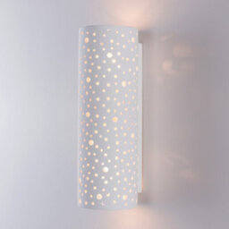 Harper Living Perforated Up/down Ceramic Wall Light, Cylinder Shade, 2Xe14 Bulb Cap 40 Watts Maximum Each, White Finish
