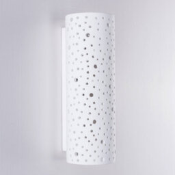 Harper Living Perforated Up/down Ceramic Wall Light, Cylinder Shade, 2Xe14 Bulb Cap 40 Watts Maximum Each, White Finish - thumbnail 3